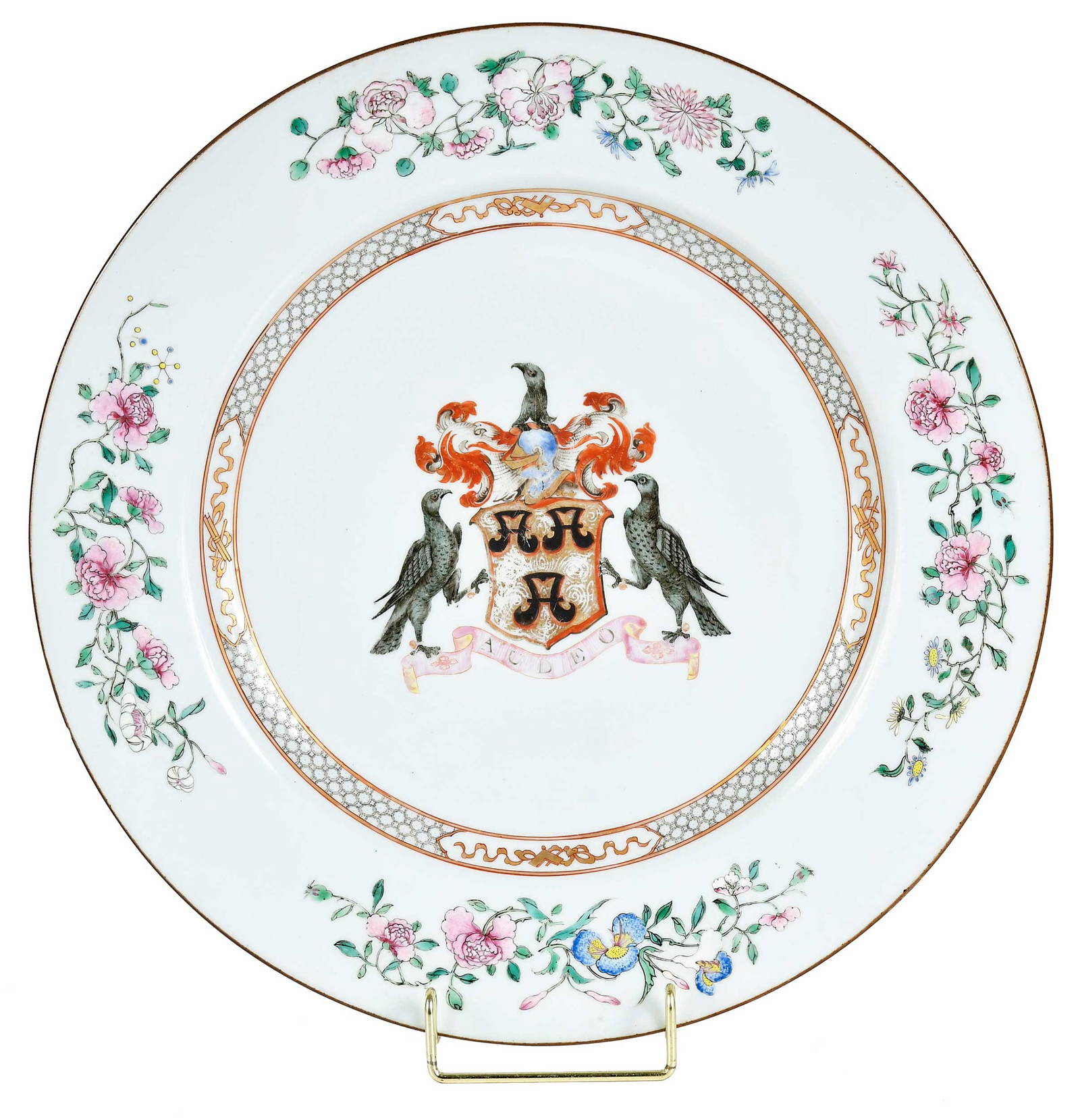 Chinese Export Armorial Porcelain Charger, Rose