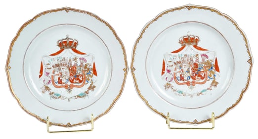 Pair of Chinese Export Armorial Plates, Parents of Catherine the Great