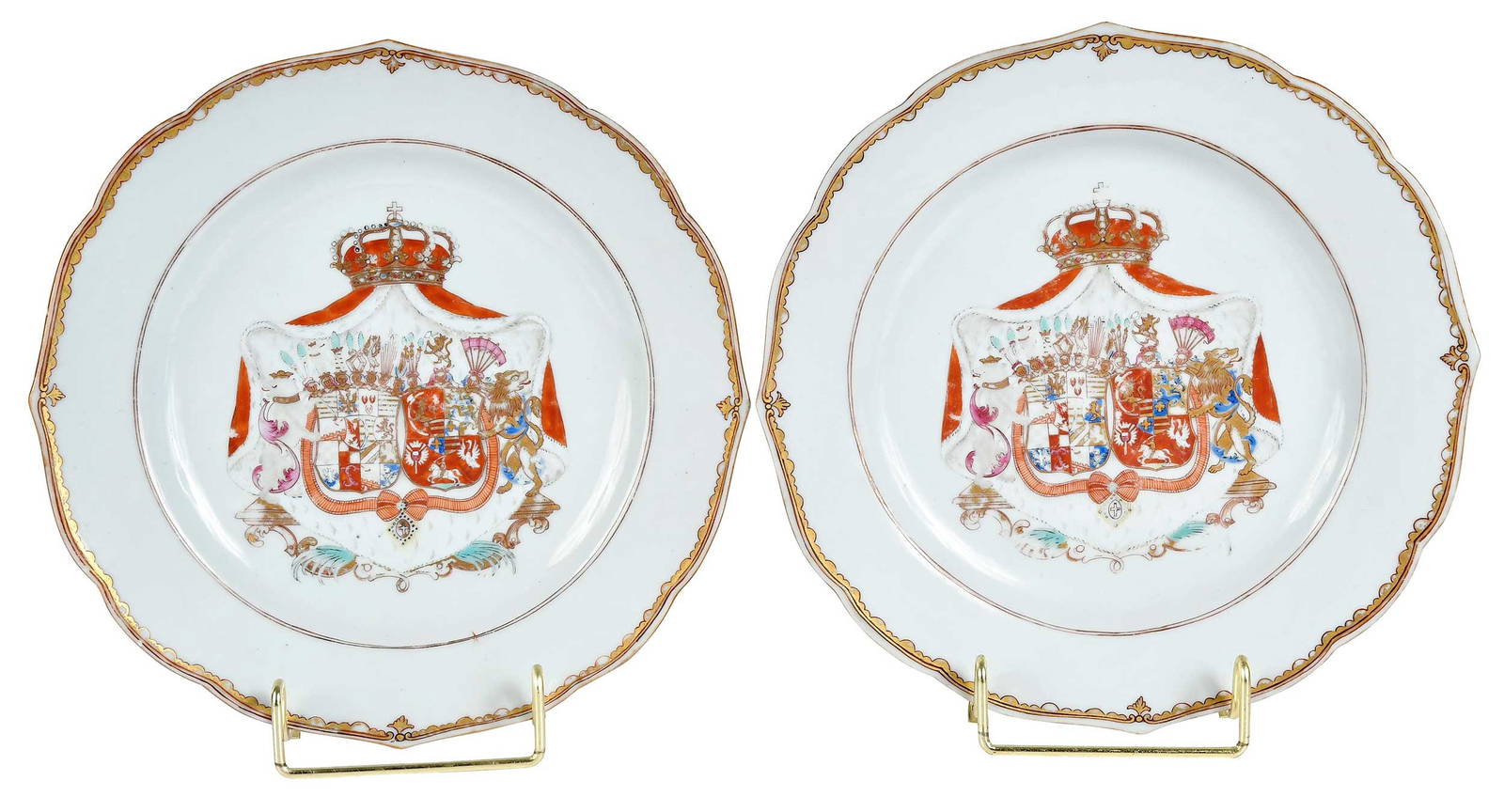 Pair of Chinese Export Armorial Plates, Parents of Catherine the Great