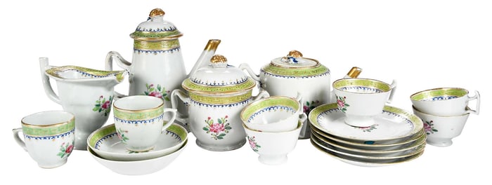 Chinese Export Porcelain Apple Green Miniature Tea Set