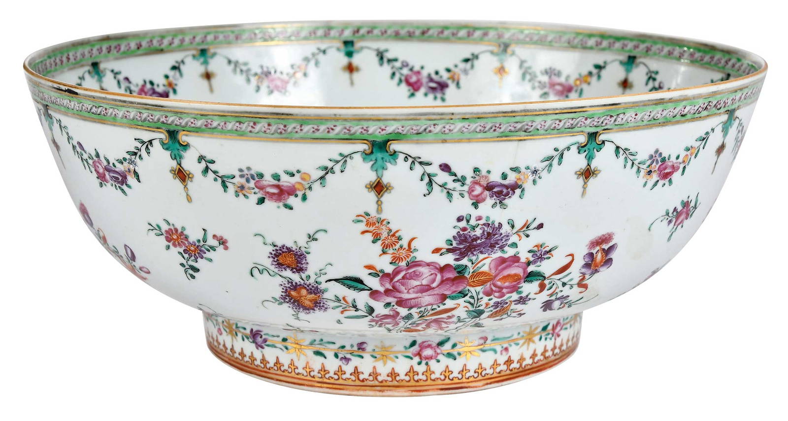 Chinese Export Famille Rose Porcelain Punch Bowl
