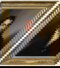 Thomas Sully: (British/America, 1783-872) Portrait of George Nugent, 1827, unsigned, oil on canvas, 30 x 25 in.; fine period carved gilt wood frame, likely original, 38-1/2 x 33-1/2 x 4-1/2 in. Provenance: The sitt