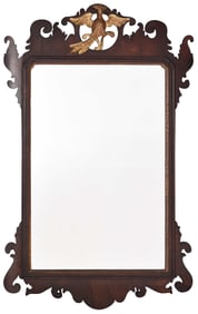 Fine Chippendale Mahogany and Parcel Gilt Phoenix Figural Mirror