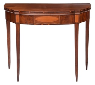 New England Federal Inlaid Mahogany Card Table