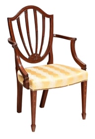 New York Federal Carved and Inlaid Mahogany Open Armchair, Israel Sack Provenance