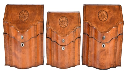 Set of Three George III Inlaid Satinwood Knife Boxes