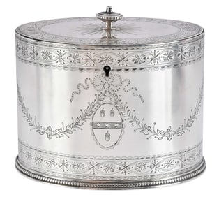 George III English Silver Tea Caddy, Hester Bateman