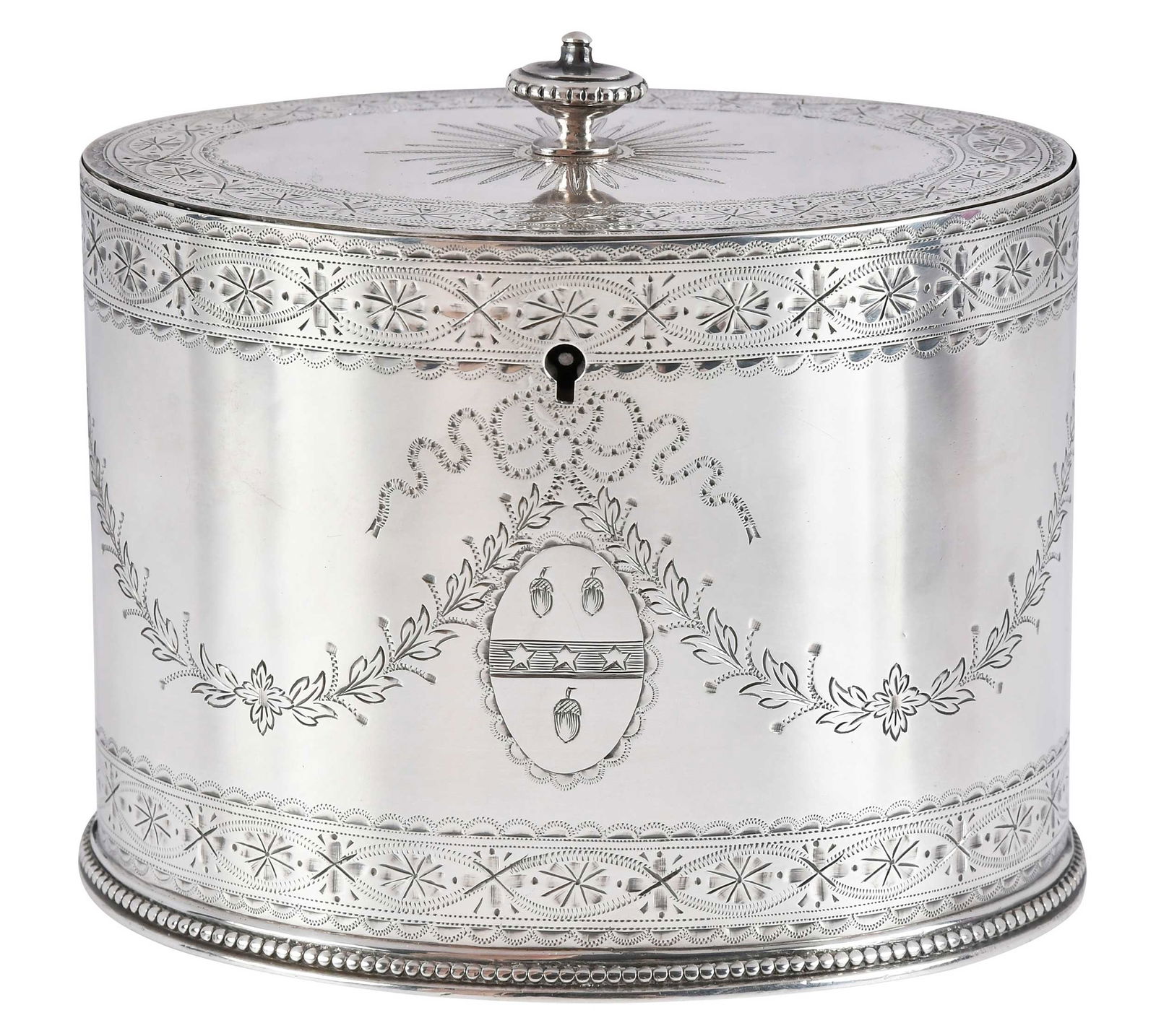 George III English Silver Tea Caddy, Hester Bateman (1 of 16)
