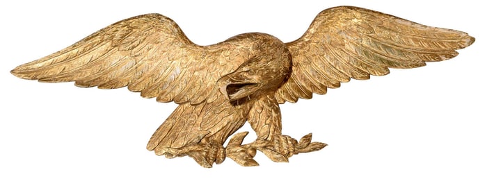 American Classical Carved and Gilt Pine Spread Wing Eagle