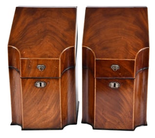 Pair of Georgian Figured Mahogany Knife Boxes