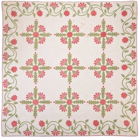 Southern Applique Quilt with Floral Motif