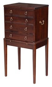 Modern Georgian Style Four Drawer Silver Chest on Stand