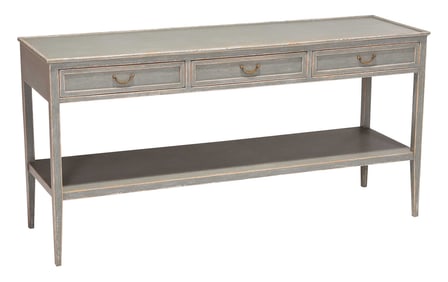 Modern Blue/Gray Painted Three Drawer Console