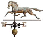 Running Horse Copper and Zinc Weathervane on Base With Directionals
