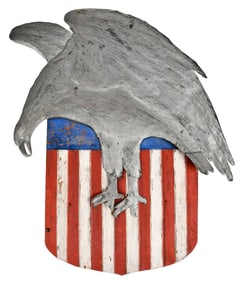 Folk Art Patriotic Tin Eagle and Shield