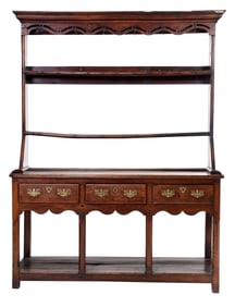 Welsh Chippendale Oak Dresser and Rack