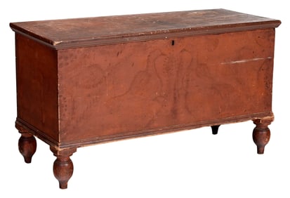 American Folk Art Red Painted and Eagle Decorated Blanket Chest