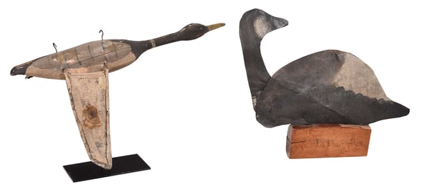 Two Folk Art Geese Constructions