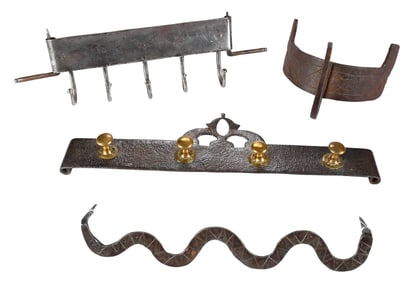 Four Early Iron Wall Hooks