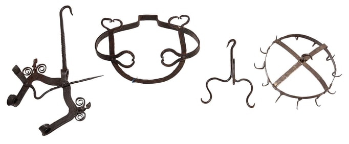 Four Wrought Iron Hanging Game Hooks