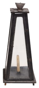 Trapezoidal Wood and Glass Lantern