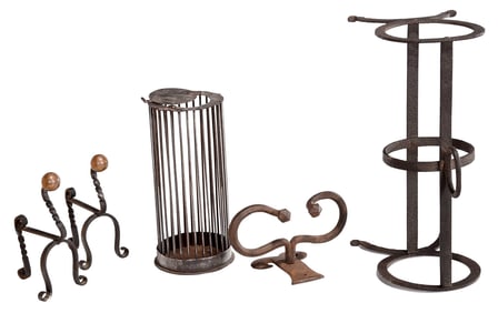 Four Wrought Iron Fireplace Implements