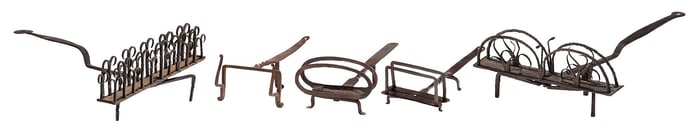 Five Early Wrought Iron Toasters