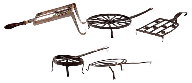 Five Wrought Iron Fireplace Trivets