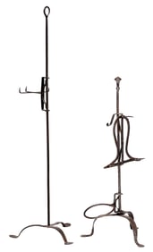 Two Wrought Iron Tripod Cooking Stands