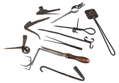 Ten Early Wrought Iron Tools and Implements