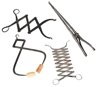 Four Pairs Early Iron and Steel Tongs