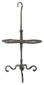 Fine Diminutive Wrought Iron Tripod or Hanging Candlestand