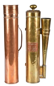 Brass Fog Horn and Copper Chart Case