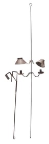 Two Wrought Iron and Tin Suspended Lighting Devices