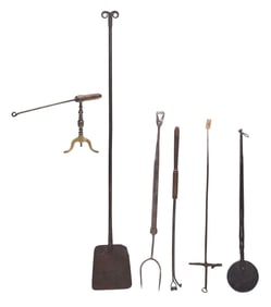 Six Assorted Fireplace and Cooking Implements