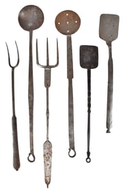 Six Early Iron Cooking Utensils