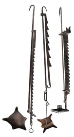 Three Iron Trammel Candle Holders