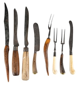 16 Steel Blade Knives and Two-Tined Forks