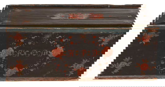Painted Pine Slide Box Dated 1828