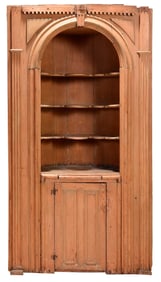 Country Pine Barrel Back Corner Cupboard