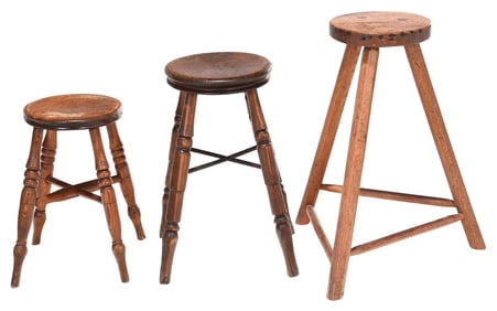 Group of Three Early British Stools