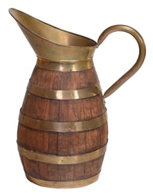 Monumental Continental Brass Bound Oak Pitcher