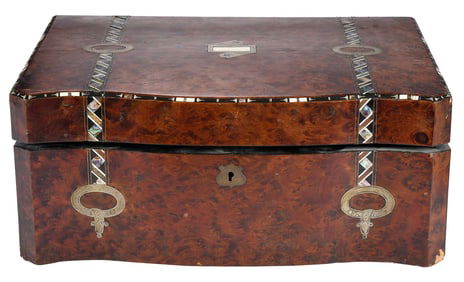 Inlaid Burl Wood Veneer Lap Desk