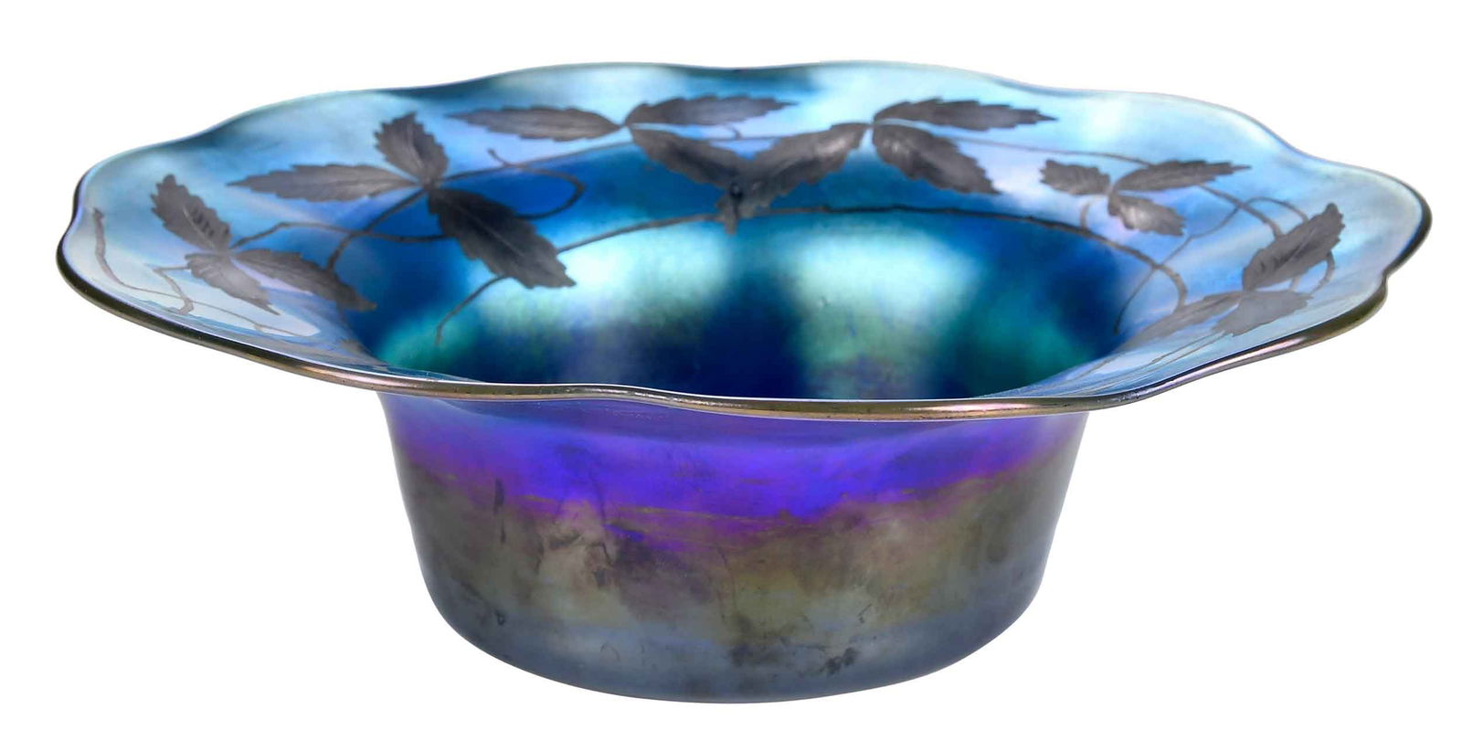 Tiffany Favrile Glass Bowl: American, 20th century, inscribed on base "L.C. Tiffany - Favrile", 3-1/2 x 10-1/8 x 10-1/8 in. Provenance: Private Collection, New York