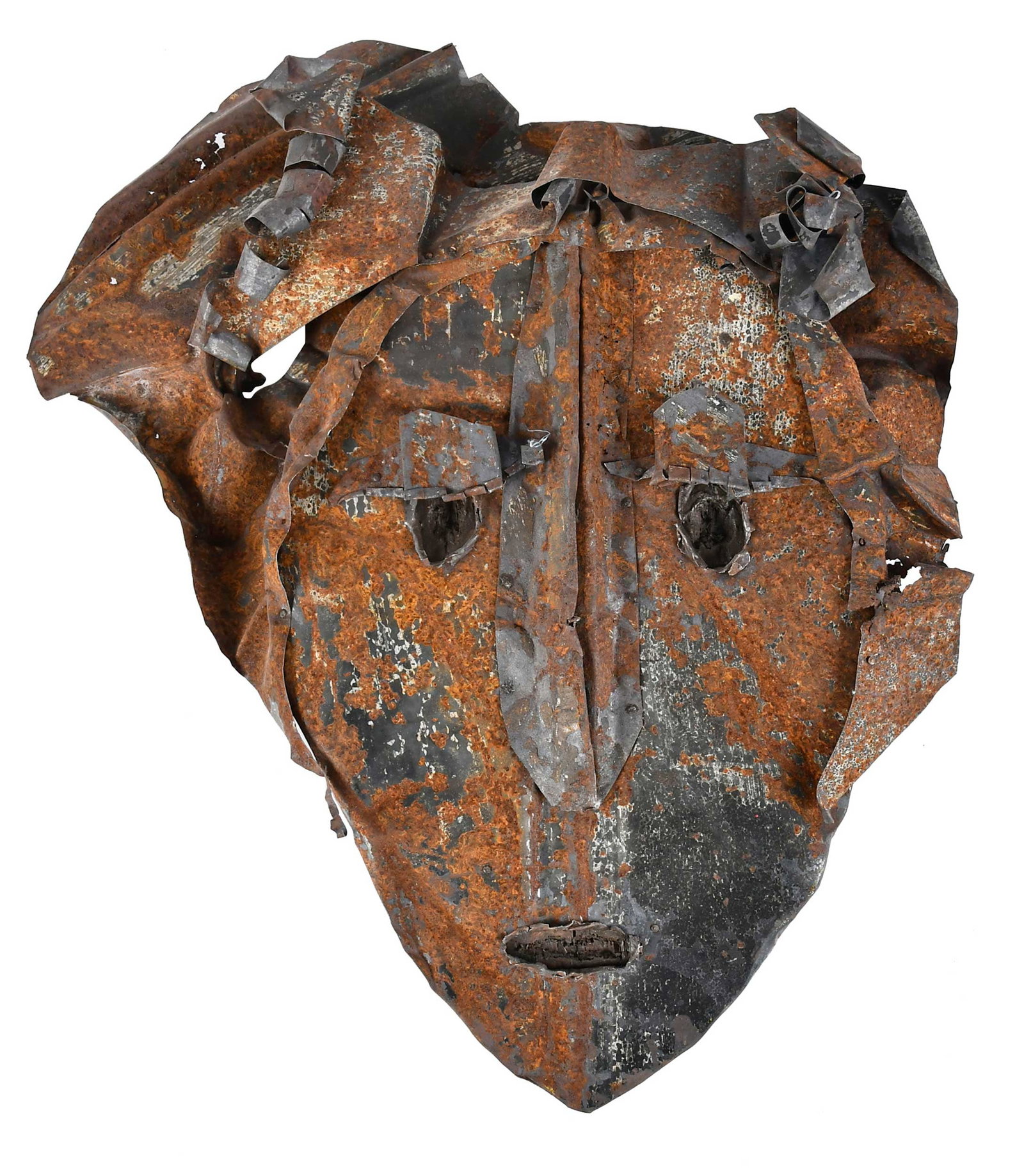 Jerry Coker: (American/Arkansas, born 1938) The Humstress, signed and titled verso, sheet metal on wood, 19-1/2 x 17 x 2-1/2 in. Provenance: Property from the Collection of Ted and Ann Oliver