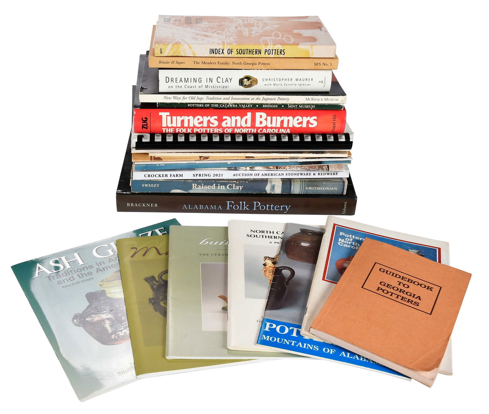 23 Reference Titles, Southern Pottery: including: An Archaeological Survey of Pottery Production Sites in the Old Edgefield District of South Carolina, by Carl Steen, 1994; The Folk Pottery of Cheever, Arie, and Lanier Meaders: A Pictorial