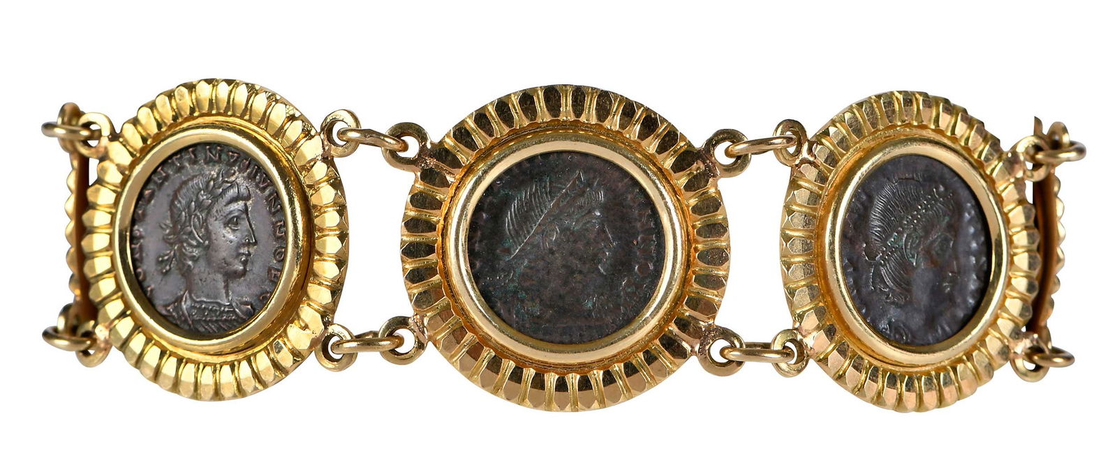 18kt. Italian Roman Coin Link Bracelet (1 of 11)