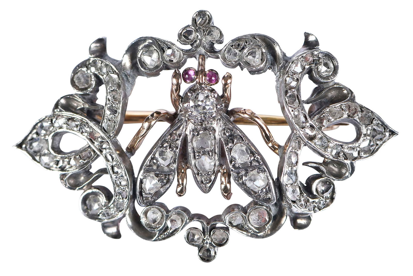 14kt. Victorian Diamond and Ruby Brooch (1 of 5)