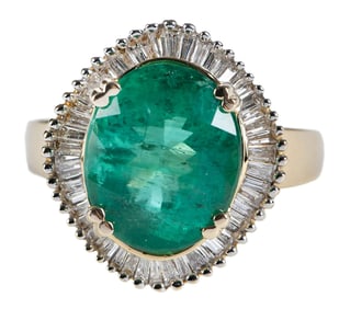 14kt. Emerald and Diamond Ballerina Style Ring