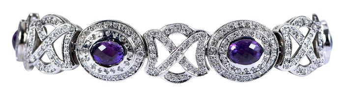 18kt. Amethyst and Diamond Link Bracelet